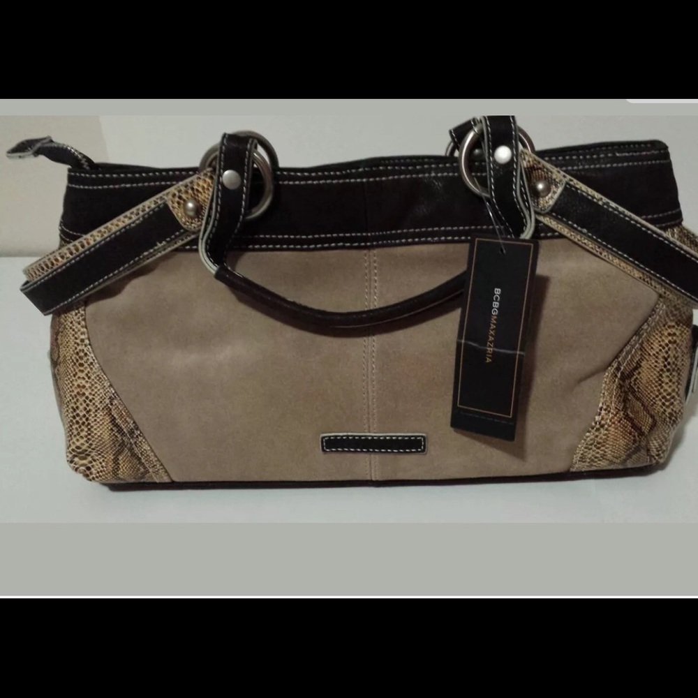 BCBG MAXAZRIA LEATHER Snakeskin CROSSBODY HANDBAG